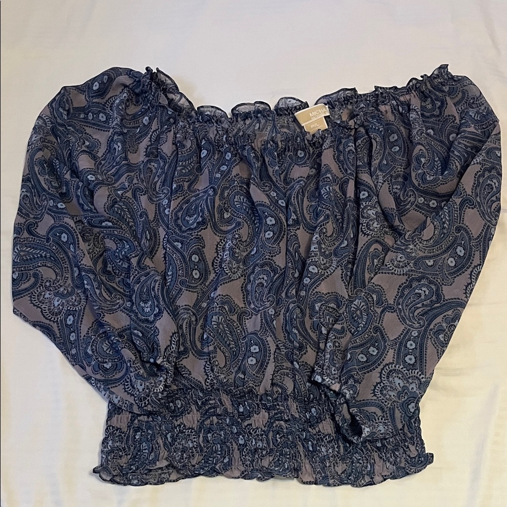 MICHAEL Michael Kors Sheer Blue Paisley Blouse
